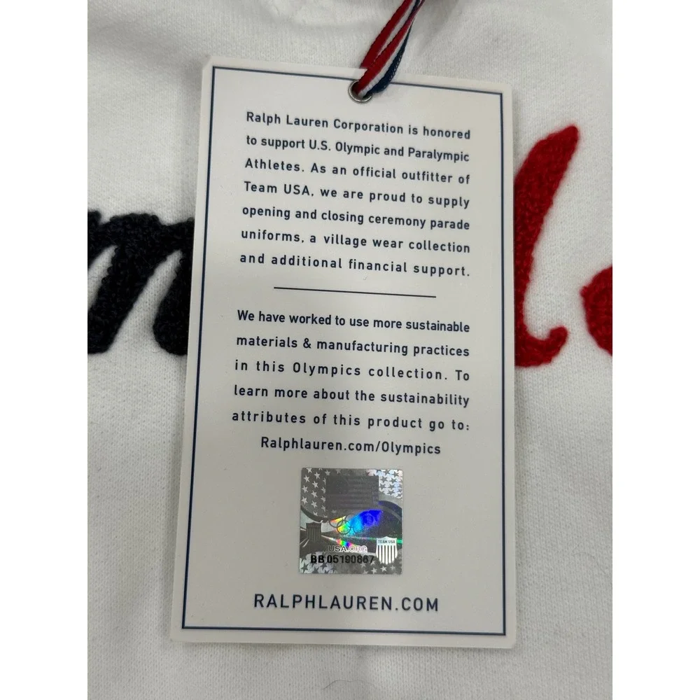 Polo‎ Ralph Lauren Team USA 2020 Olympic Games White Sweatshirt XS NWT